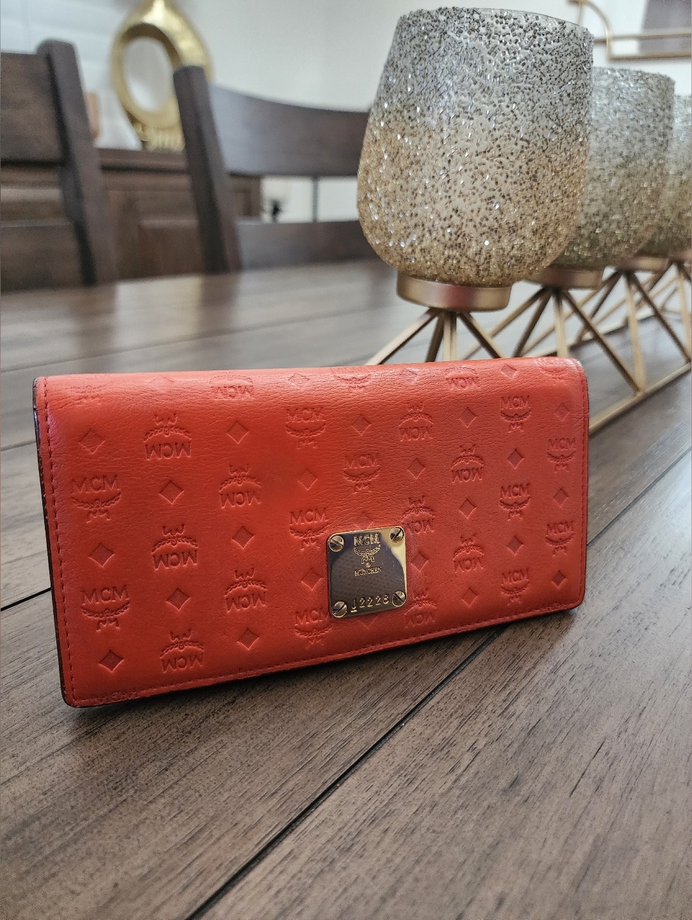 MCM Cognac Orange Leather Continental Wallet